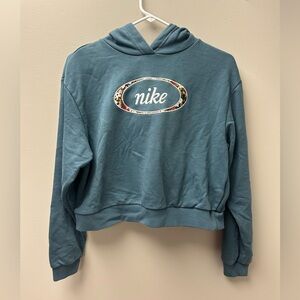 Nike Women’s Ash Green Floral Print Cropped Hoodie